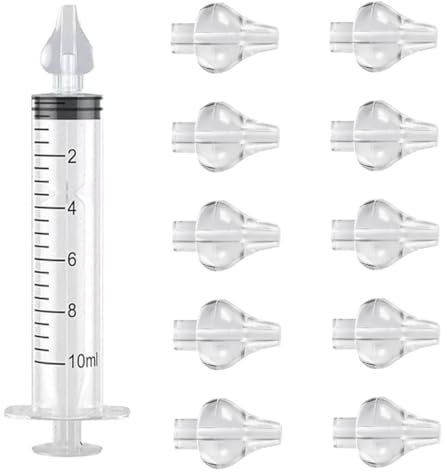 LQIOACU 10 Pezzi Testa di ricambio per aspiratore nasale neonato, Testa di ricambio per siringa per lavaggi nasali bambini, Lavaggio nasale bambini, Con 1 siringa