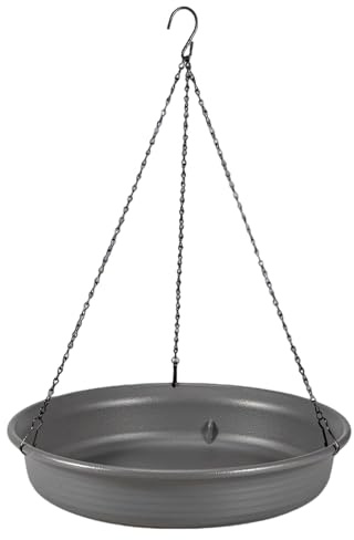 Hanging - Bagno per uccelli per esterni, vassoio per il bagno degli uccelli con gancio a forma di S, per cibo per animali selvatici, ciotola per l'acqua per terrazze, giardino, cortile