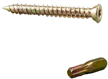 WK Electrical - Concrete Screws with Torx Bits – Zinc-Plated Countersunk Masonry Screws for Brick & Concrete – No Wall Plug Needed – Heavy Duty Fixings – 7.5mm - Pack of 100 (7.5mm x 60mm)