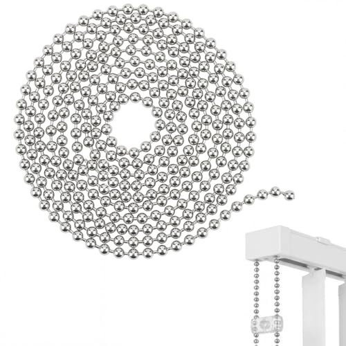 Haoyic 6.5 Feet Ball Bead Chain, 4.5mm Stainless Steel Chain for Roller Blinds & DIY, Silver