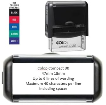Handy Stamps Personalised Custom Made Self-Inking Business Company Address Garage Rubber Ink Stamp - 48mm x 18mm (Up to 6 Lines)
