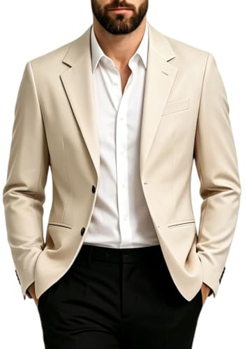 Veste d'été pour homme - En coton et lin - Fine et légère - Avec un bouton - Veste de loisirs - Regular Business - Bureau - Veste de costume pour mariage - Veste de transition élégante