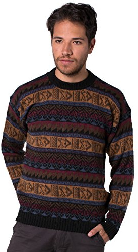 Gamboa Alpaca Maglione Uomo Elegante Manica Lunga Autunno Invernale Pullover Marrone