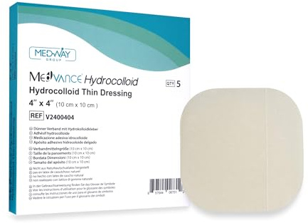 MedVance TM Hydrokolloid – Hydrokolloid självhäftande tunn dressing 10 cm x 10 cm låda med 5 förband