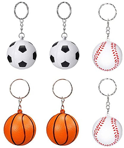 Sport Ball Keychains 6pcs/Set Mini Football Basketball Baseball Anhänger Key Ring Party Dekoration Für Sportsammlung Party Geschenkfüller