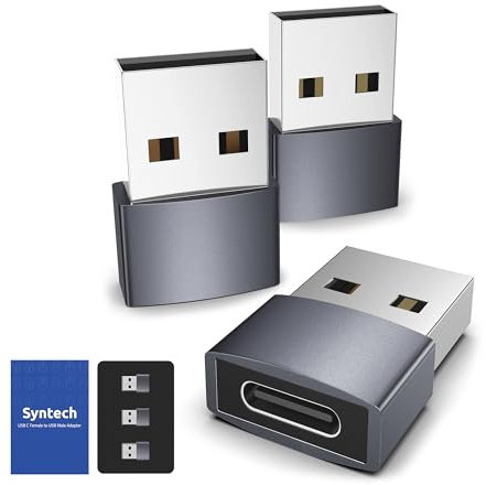 Syntech Adapter USB C auf USB (3er-Pack) [Aluminiumgehäuse,hohe Stabilität] Kompatibel mit AirPods 3,iPad mini/Air 7, iPhone 17/Air/16/15/14 Pro Max, Apple Watch Series 9/8/7 usw