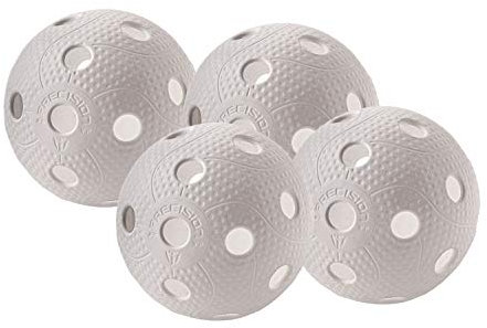 EXEL Floorball & Unihockey Ball 4er Set Precision F-Liiga | Farbe: Weiß | Wettkampfball + Trainingsball mit IFF Zertifikat für geprüfte Qualität