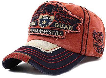 Baseballcap New Eagle Vintage Style Used Washed Look Retro Kappe Cap (Orange/Navy)