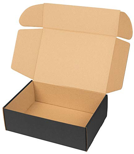 packer PRO Pack 25 Cajas Carton Envios Automontables para Ecommerce y Regalo Negras, Mediana 34x23,5x11cm