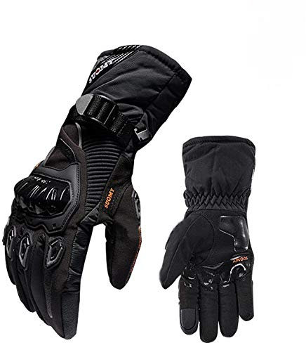 Gants de moto Baceyong, Gants de moto chauds et imperméables pour hommes avec protection rigide des articulations Gants à écran tactile pour équitation, VTT, scooter, motoneige