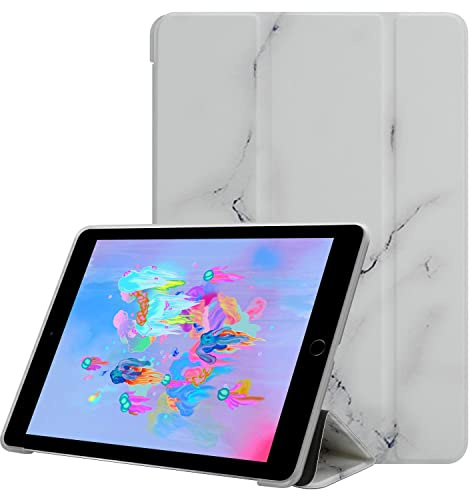 Cadorabo Hülle kompatibel mit Apple iPad mini MINI 2 MINI 3 MINI 4 MINI 5 Handyhülle aus Kunst Leder im Marmor Design [Kartenfächern] Case Hülle für iPad mini MINI 2 MINI 3 MINI 4 MINI 5 in Weiß
