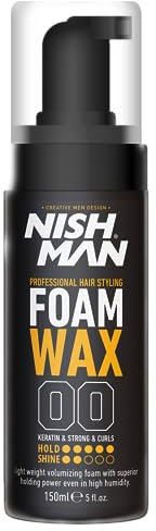 NISHMAN Foam Cera in Schiuma 150ml - Fissaggio Flessibile e Brillantezza Naturale per Tutti i Tipi di Capelli - Styling Perfetto e Testura Senza Effetto Appiccicoso