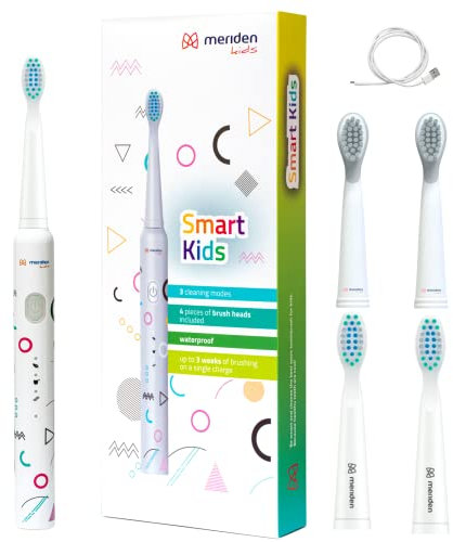 MERIDEN Smart Kids MK200G Brosse à dents sonique pour enfants à partir de 5 ans Brosse à dents électrique Smart Timer étanche Junior