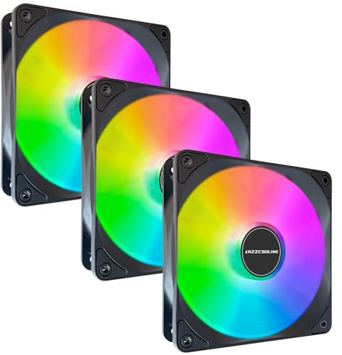 FS-120 High Performance Quiet 120mm RGB Fans, 3 Pack - Low Noise PC Case Fans with Hydraulic Bearing - 12v 3pin and molex 4pin PSU Plug