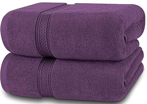 Utopia Towels - 2er-Pack Badetücher Set Premium 100% ringgesponnene Baumwolle 69 x 137 cm Handtücher, sehr saugfähig, weiches Gefühl Duschtücher (Pflaume)
