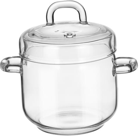 ABOOFAN Glass Cooking Pot with Lid 350ML Clear Small Saucepan with Handle Simmers Pot Glass Stockpot for Pasta Noodle Milk Soup