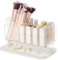BTGGG 2 in 1 Lipstick Storage and Makeup Brushes Holder Organiser with 12 Lipstick Slots, Makeup Cosmetic Display Stand for Bottles, Eyeliner, Jewelry, Stationery in Vanity, Bedroom, Office, Clear