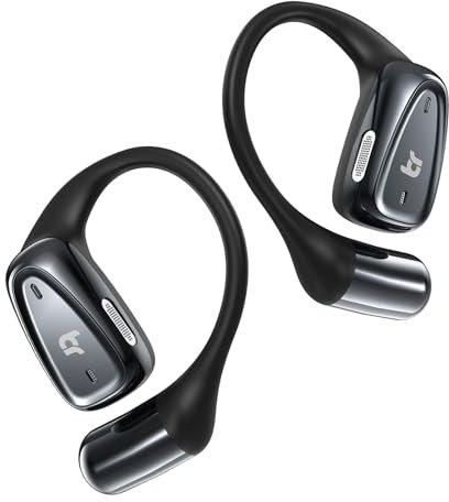 BlitzRock Auriculares Oreja Abierta Inalambricos Bluetooth 5.4 Deportivos, Ultraligero y Cómodo, Gancho Ultra Fino de 0,7 mm, Claridad de Llamada, IPX7, Reproducción de 28H, Negro