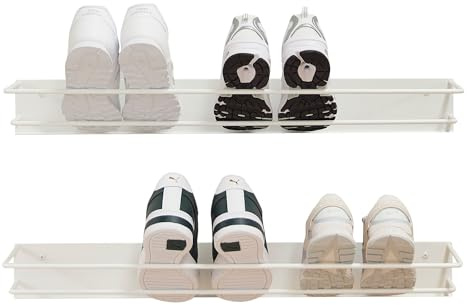 MYWIRE® Elegantes Schuhregal Metall (Verkehrsweiss 2er Set) „INN“ – Moderne Schuhaufbewahrung Schuhablage im eleganten Look – hochwertiger Schuhorganizer stabil und robust – in Österreich produziert