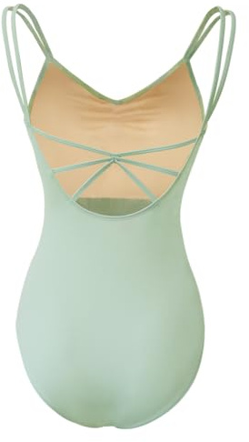 ROYAL SMEELA Women’s Camisole Dance Leotards with Adjustable Straps Ballet Costumes for Women Backless Ballet Dance Leotards Stretchy Bodysuit Green