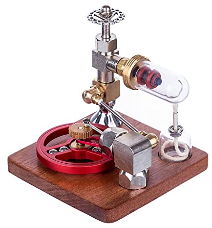 CreativeBlocker Stirlingmotor modelo adulto | Enjomor Motor Stirling de metal que funciona con lámparas de alcohol, velocidad ajustable para máquinas de vapor, caja de experimentos, regalo científico