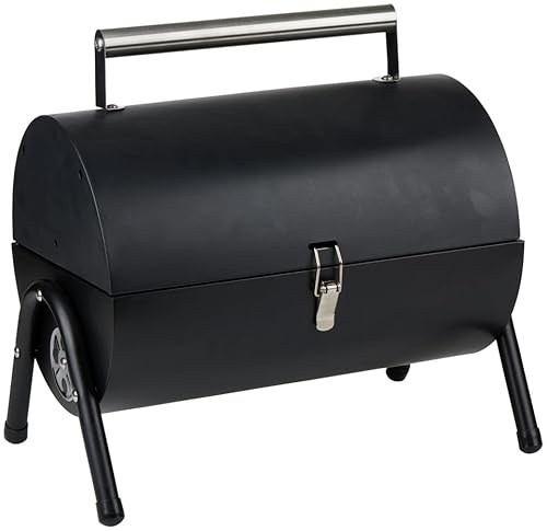 alpina Bord BBQ kol, bordsgrill med grillplatta och lock, kompakt grill med grillplatta, bärbar bordsgrill – perfekt för utomhusbruk, svart