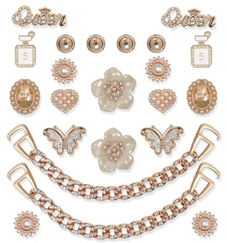 A.S.Marelis Lot de 22 Breloques Strass pour Sabots, Décorations Clipsables en Cristal, Décorations de Chaussures pour Femme de Bricolage