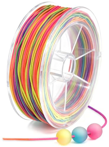 Redamancy 1mm x 35m Fil pour Bracelet Perle, Fil Elastique pour Bracelet Resistant, Cordon Arc-en-Ciel, Elastique Ficelle pour Perles, Bracelets, Colliers, Fabrication de Bijoux et Bricolage