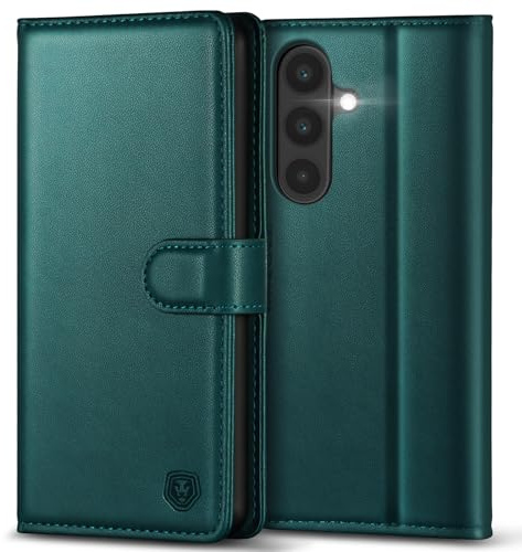Kuafcase for Samsung A17 Case with 4 Card Slots Magnetic Closure Kickstand Shockproof Protective Phone Case for Samsung Galaxy A17 - Green