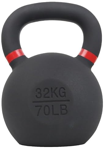 Kettlebell Hierro Fundido 32kg Viok Sport – Pesa rusa de hierro fundido Negra, base plana, t– Entrenamiento funcional & gimnasio en casa