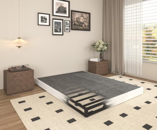 Tusonac 5 Inch Heavy Duty Metal Queen Box Spring Mattress Foundation, 3000lbs High Capacity Bed Base with Non-Slip Support, No Noise Structure, Easy Assembly, Durable Fabric Cover, Black