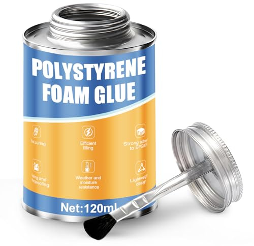 ALLONY Colla per Polistirolo, 120ML Polistirolo Pannelli, colla per Modellismo, Collas per Gommapiuma, Elastico, Adesivo di Montaggio Extra Forte pour Cornice polistirolo, Schiuma