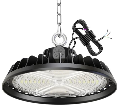 UFO 200W LED Lámpara de Alta Bahía 34000LM Campana led Industrial 4000K Regulación 120W/160W/200W IP65 Antipolvo e Impermeable Foco LED 120° Driver Industrial Para Fábricas,Talleres,Garajes,Almacenes