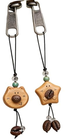 OULIGET Sandalwood Coffee Bean Keychain, Lucky Bear Star Phone Strap