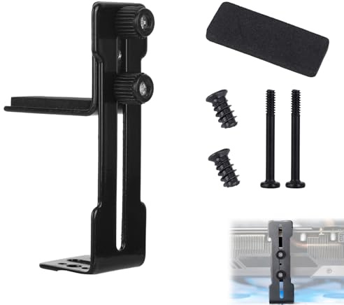 Grafikkort Klammer, Svart Aluminiumlegering GPU Justerbar Stöd Hållare med Skruvar & Svamp GPU Anti-Hängande Stativ Montering för PC Gaming Dator Setup
