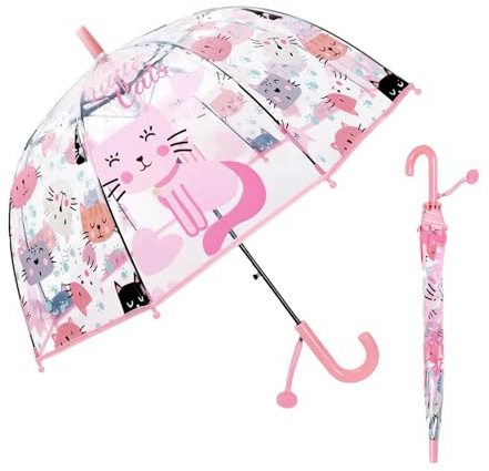 Parapluie Bulles Dôme Transparent, Parapluie Pluie Avec Poignée Incurvée Facile Prendre Main, Pointe Ronde Anti-pincement Drôle Coupe-vent, Protection Contre Le Vent Et La Pluie Pour Garçons Et Filles
