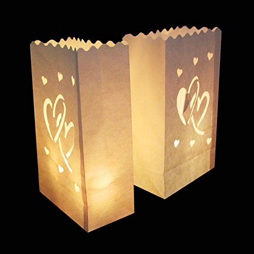 Yalulu 20 Stück Lichttüte Deko Licht Tüte Teelicht Kerze Taschen Candle Bags für Hochzeit Party Dekoration (#2)