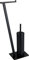 WENKO Piantana set WC Lirio , stender per portarotolo e scopino WC, portarotolo WC, piantana portarotolo incl. scopino, acciaio verniciato, 15 x 68,5 x 30 cm, colore nero opaco