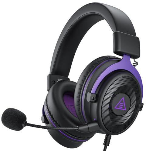 EKSA E900 Wired Gaming Headset for Xbox One - PC Headset with Detachable Noise Cancelling Microphone, 3D Stereo Sound 50mm Driver- Gaming Headphones for Xbox S/X, PS4 PS5, Switch, Laptop (Purple)