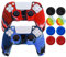 Hikfly Skin for PS5 Controller Silicone Cover for Sony PlayStation5 Controller Grip Skin Protector Faceplates Kits Video Games(2x Cover with 8 x Thumb Grips Caps)(CamoRed,CamoBlue)