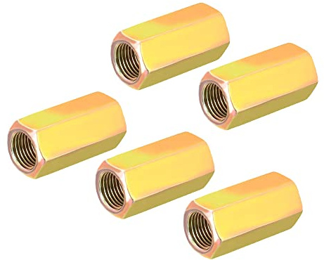 sourcing map Hex Coupling Nuts M10 x 1mm Fine Thread 30mm Length Sleeve Stud Rod Adapters Pipe Connectors Colorful Pack of 5