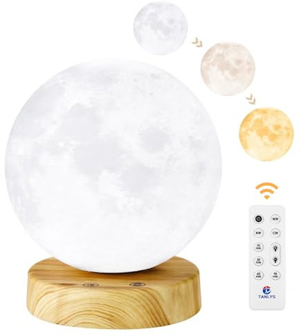 Tanlys Sad Lamp 10,000 Lux Moon Light Therapy Lamp, UV-Free Daylight lamp, Sunlight Lamp with Remote Control, Adjustable Colors/Brightness and Timer, Sun Lamp for Office/Home/Decoration
