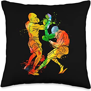 Colorful Pop Art Portrait Martial Arts Boxing Throw Pillow