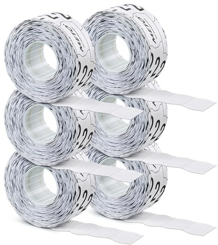 Etiquetas etiquetadoras de precios para SATO Kendo (26 x 12 mm, 1 línea, 6000 unidades, color blanco, permanente), color blanco