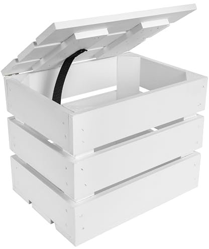 Creative Deco Holzkiste mit Deckel Weiß | 27,5x20x21,5 cm | Deko Holztruhe mit Deckel | Klein Geschenke Truhe Holzbox Kiste | Perfekt als Geschenkbox Weinkiste Spielzeugkiste Aufbewahrungsbox