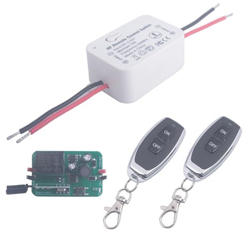 Remote Control Light Switch DC 12V 24V 5V-36V 1CH RF 433Mhz Wireless Relay Switch Receiver Module 2 Transmitters, Learning Code Smart Home Appliance Remote Switches (DC 5V-36V/ 2* Controller)