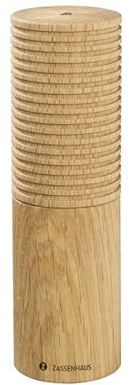 Zassenhaus Pfeffermühle HUSUM aus Eiche, Stufenlos verstellbares Hochleistungs-Keramikmahlwerk, Gewürzmühle für Pfeffer, Salz und Kräuter, 18 cm