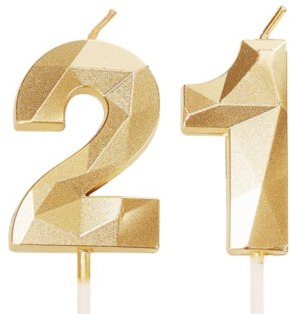 Födelsedagsljus för 21-årsdagen, ljus nummer 21 guld grattis på födelsedagen, tårtdekorationer för 21-årsdagen, pojkar, flickor, för honom, för kvinnor, för kvinnor