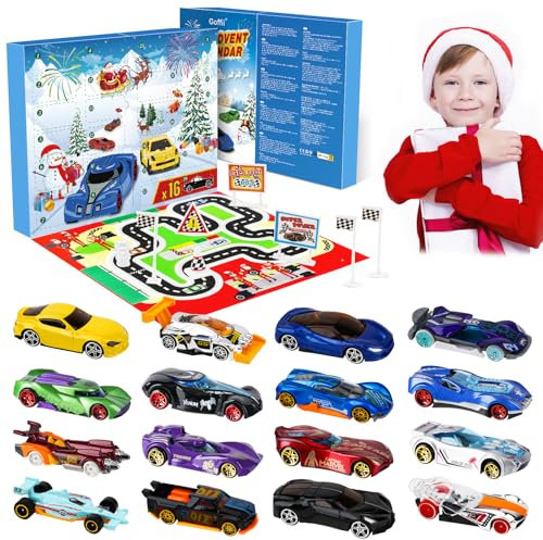 Autos Spielzeug Adventskalender Kinder 2025, Sportwagen Rennspielzeug, 24 Tage Weihnachtskalender Geschenk für 3-12 Jahre alt Jungen Mädchen