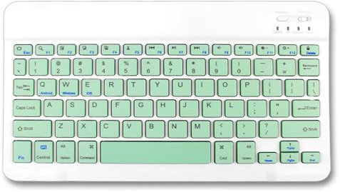 Fogcays Bluetooth Keyboard, Ultra-Slim Wireless Portable Quiet Keyboard UK Layout Built-in Rechargeable Battery Universal Compatible with iPad Mac iOS Android and Windows (Green)